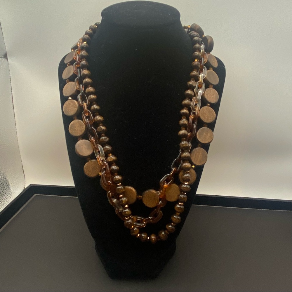 Multi-Strand Brown Statement Necklace